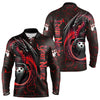 Maxcorners Black And Red Custom Dragon Bowling Shirts For Men, Dragon Bowling Team Shirts
