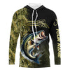 Maxcorners Custom Largemouth Bass fishing camouflage Fishing Jersey, Personalized Bass fishing Long sleeve shirts LM0201