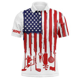 Maxcorners Golf American Flag White  Customized Name 3D Polo Shirt Unisex