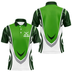 Maxcorners Green and white Mens golf polo shirts custom golf attire for men, gifts for golf lovers LM1506