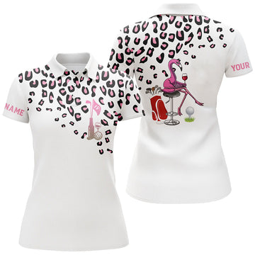 Max Corners Pink Leopard Funny Customized Name 3D Golf Polo Shirt For Women