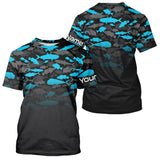Maxcorners Fishing black and blue camouflage UV long sleeve hooded camo fishing shirts Custom fishing apparel LM0409