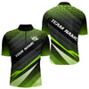 Maxcorners Green Bowling Custom Men Bowling Polo, Quarter zip Shirts Bowling Team Jerseys Bowling Tournament MT0609