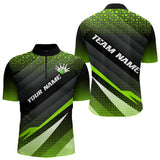 Maxcorners Green Bowling Custom Men Bowling Polo, Quarter zip Shirts Bowling Team Jerseys Bowling Tournament MT0609