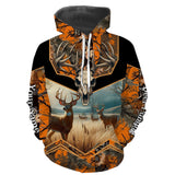 Maxcorners Deer Hunting Camo Orange Black Custom Name 3D All over print shirts, personalized hunting gifts LM2608