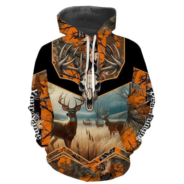 Maxcorners Deer Hunting Camo Orange Black Custom Name 3D All over print shirts, personalized hunting gifts LM2608