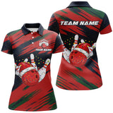 Maxcorners Red Camo Christmas Bowling Ball and pins Shirts For Women Custom Bowling Team Jerseys Xmas Outfits