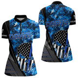 Maxcorners Black And White American Flag Skull Darts Blue Camo Darts Shirts For Men Custom Team Darts Jersey 