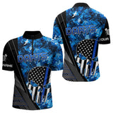 Maxcorners Black And White American Flag Skull Darts Blue Camo Darts Shirts For Men Custom Team Darts Jersey 