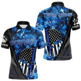 Maxcorners Black And White American Flag Skull Blue Camo Bowling Shirts For Men Custom Team Bowling Jerseys 