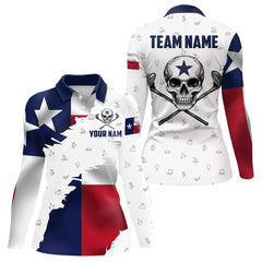 Maxcorners Texas Flag Golf Clubs Skull Golf Camo Men golf polo shirts Custom Patriotic Golf Team Jerseys