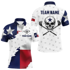 Maxcorners Texas Flag Golf Clubs Skull Golf Camo Men golf polo shirts Custom Patriotic Golf Team Jerseys