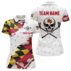 Maxcorners Maryland Flag Golf Clubs Skull Golf Camo Men golf polo shirts Custom Patriotic Golf Team Jerseys