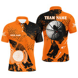 Maxcorners Black & Orange spider golf Mens golf polo shirts custom Halloween golf shirts, golf attire for men