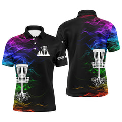 Maxcorners Rainbow smoke black Mens disc golf polo shirts custom team disc golf basket best mens golf wears MT0510
