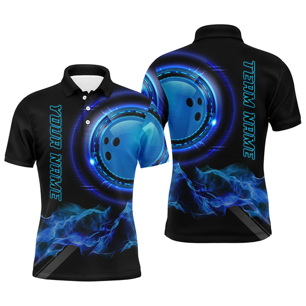 Maxcorners Blue Bowling Shirts Personalized Bowling Team Jersey Custom Bowling Polo & Quarter-Zip Shirts