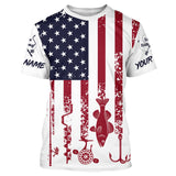 Maxcorners American Flag Walleye Ice Fishing Shirts Custom Patriotic Fishing Jersey For Fisherman MT2108