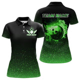 Maxcorners Black And Green Glitter Lucky Custom Bowling Team Shirt For Men, St Patrick Day Uniform Bowler Outfits