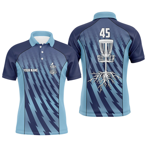Maxcorners Mens disc golf polo shirts custom name, number blue camo disc golf basket mens golf tops MT0510