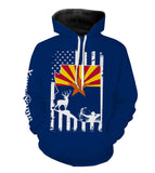 Maxcorners Arizona big game Hunting Bow hunter blue Arizona patriotic Customize Name 3D All Over Printed hunting Shirts LM2608