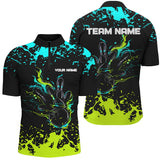 Maxcorners Cyan Blue And Green Pattern Bowling Jersey Customized Name, Team Name 3D Shirt