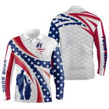 Maxcorner Customized Name American Flag White Golf 3D Polo Shirt