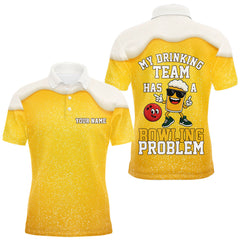 Maxcorners Custom Funny Beer Bowling Polo, Quarter Zip Shirts For Men My drinking team has a bowling problem LM1109