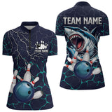 Maxcorners Blue Shark Camo Lightning Thunder Bowling Shirts For Men And Women Custom Bowling Team Shirts, Gift For Bowler