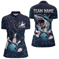 Maxcorners Blue Shark Camo Lightning Thunder Bowling Shirts For Men And Women Custom Bowling Team Shirts, Gift For Bowler