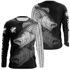 Maxcorners Striped Bass performance Fishing Shirts Custom Striper Fishing Long Sleeve Tournament Fishing Shirts LM0607