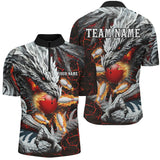 Maxcorners Bowling Ball And Pins Red Magma Texture Custom Dragon Customized Name, Team Anme 3D Polo Shirt