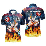 Maxcorners Water fire lightning thunder Bowling Polo, Quarter zip Shirt custom bowling team jerseys