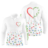 Maxcorners Golf Christmas Light Pattern Heart Customized Name 3D Shirt