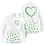 Maxcorners Golf Green Christmas Pine Tree Pattern Heart Customized Name 3D Shirt