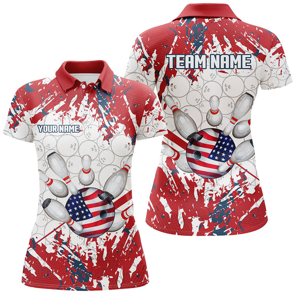 Maxcorners American Flag Bowling Jersey Customized Name, Team Name 3D Shirt