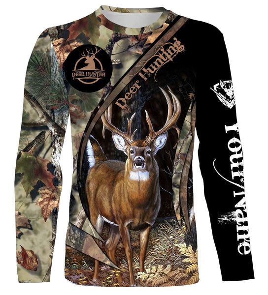 Maxcorners Beautiful White-tailed Deer Hunting Customize Name 3D Shirts