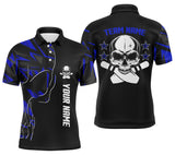 Maxcorners Skull Blue Bowling Customized Name And Team Name 3D Shirt