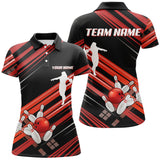 Maxcorners Red And Black Bowling Shirts For Men Custom Team Bowling Jerseys, Bowling Polo, Quarter Zip Shirts