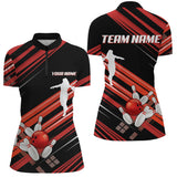 Maxcorners Red And Black Bowling Shirts For Men Custom Team Bowling Jerseys, Bowling Polo, Quarter Zip Shirts