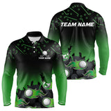 MaxcornersBlack and Green Flame golf ball pattern Men golf polo shirts Custom team golf attire for men