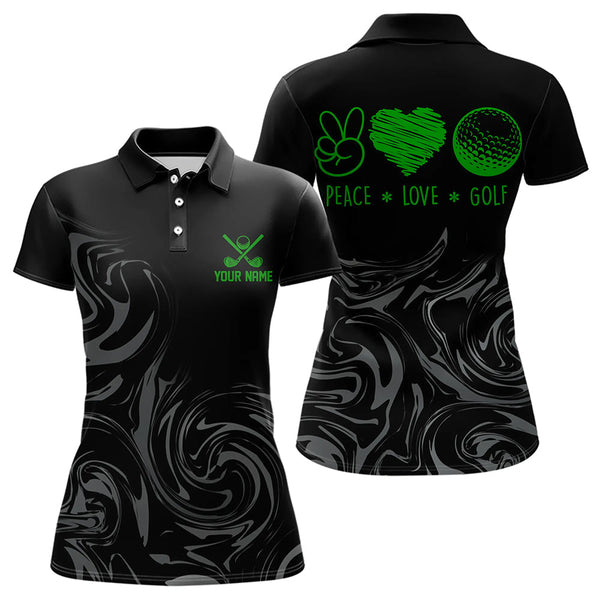 Maxcorners Black Camo Men golf polo shirts Customize peace love golf team golf attire for mens | Green