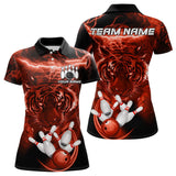 Maxcorners Personalized Red Lightning Thunder Storm Tiger Bowling Shirts For Men Custom Bowling Team