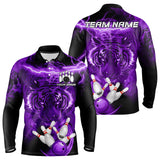 Maxcorners Personalized Purple Lightning Thunder Storm Tiger Bowling Shirts For Men Custom Bowling Team Jerseys