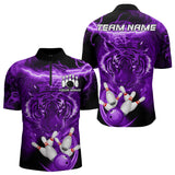 Maxcorners Personalized Purple Lightning Thunder Storm Tiger Bowling Shirts For Men Custom Bowling Team Jerseys