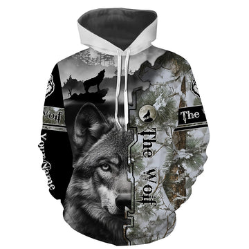 Maxcorners The Wolf Winter Camo Predators Hunting Customize Name 3D All Over Printed Shirts Personalized gifts LM2608
