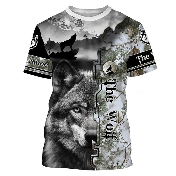 Maxcorners The Wolf Winter Camo Predators Hunting Customize Name 3D All Over Printed Shirts Personalized gifts LM2608