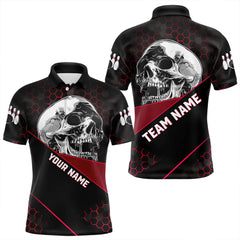 Maxcorners Black And Red Skull Bowling Shirts For Men And Women,  Custom Bowling Team League Jersey, Gift For Bowlers