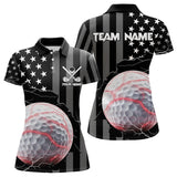 Maxcorners Personalized Black American Flag Lightning Thunder Custom Golf Polo Team Shirts For Men Golf Apparel