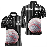 Maxcorners Personalized Black American Flag Lightning Thunder Custom Golf Polo Team Shirts For Men Golf Apparel