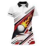 Maxcorners White Golf Ball Flame Womens Golf Polos Shirts Custom Golf Apparel For Women